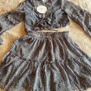 Princess Polly Floral Set in Blue and Cream